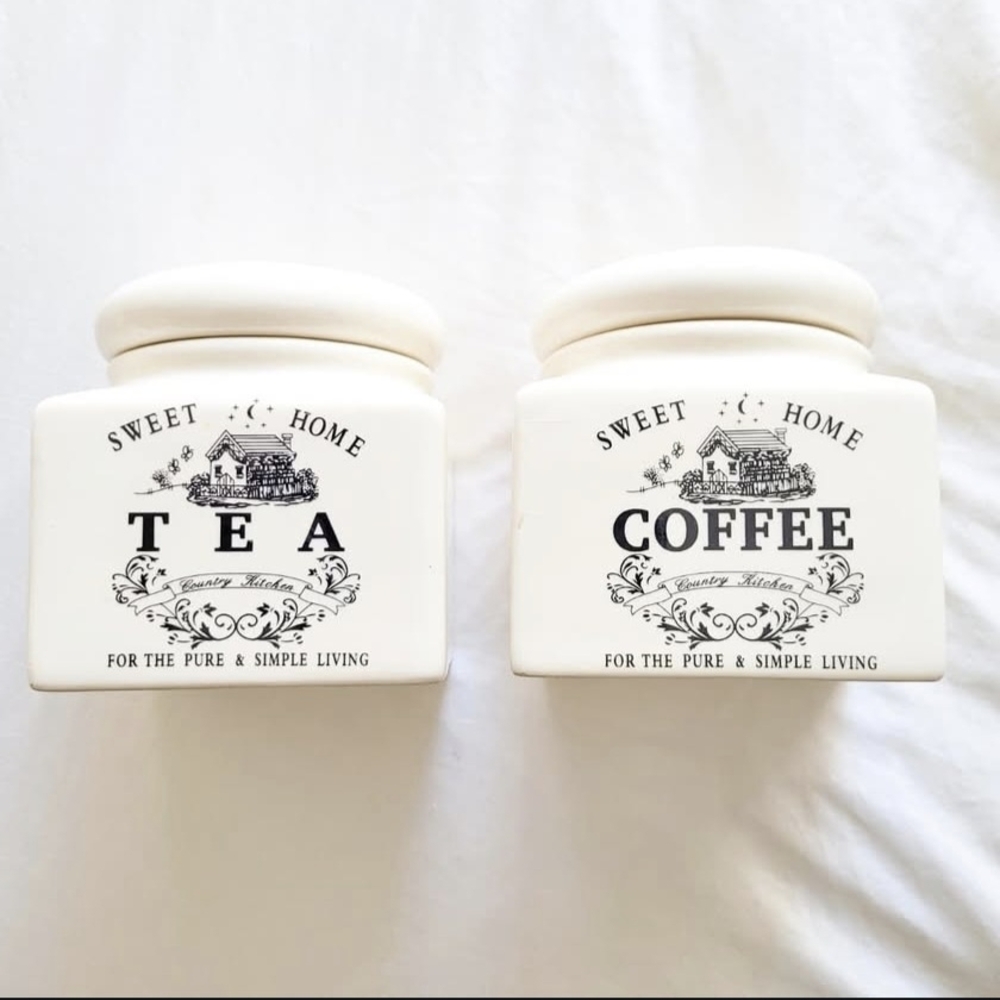 White Tea and Coffee Canisters